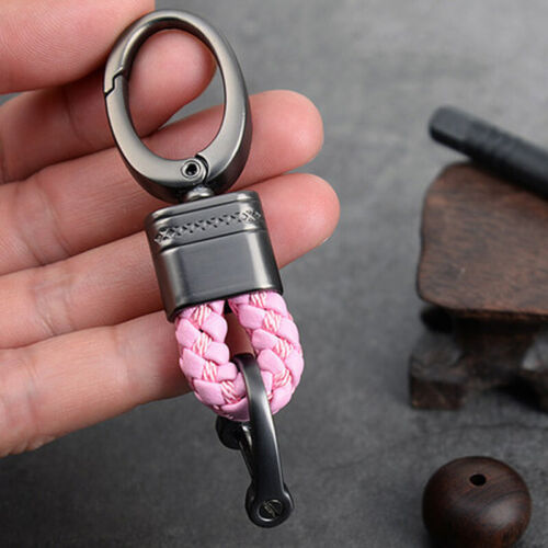 Metal Leather Car Keychain Keyring Purse Bag Hand Woven Key Ring Holder Gift 
