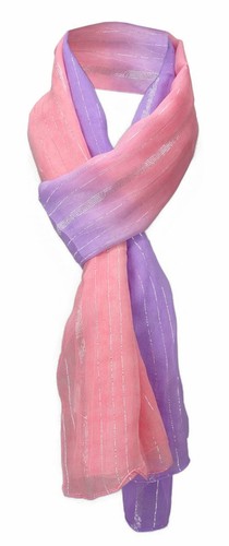 180 x 50 cm Gr TigerTie Schal lila rosé rosa silber gestreift Glitzerfäden