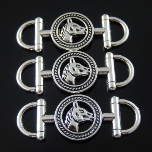 22-Pack Retro Silver Metal Horse Head Saddle Connector Pendant Charm 42x16x2mm 