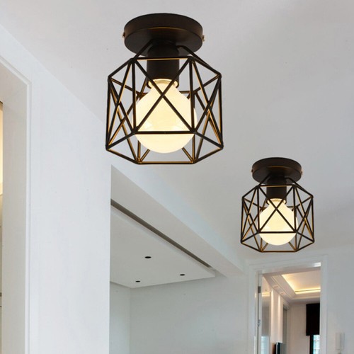 Industrial Vintage Fer Cage Plafond Lumière Pendentif Support Abat-jour Luminaire E27