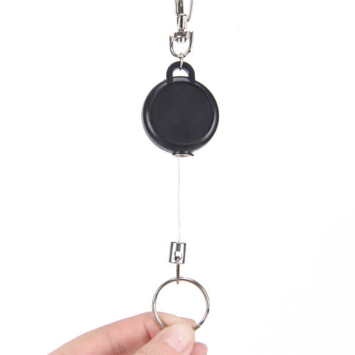 Retractable Keychain Reel Steel Cord Recoil Ceinture Anneau Badge Pass ID Porte-cartes