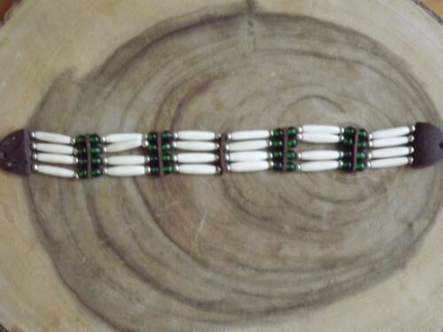 Details about   Buffalo Bone 4 Line Choker Beaded Stone Tribal Native American Necklace Green 