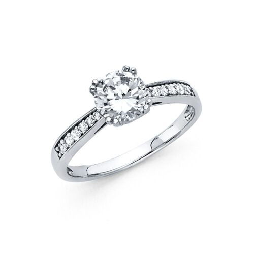 Diamond Engagement Ring 14k Solid White Gold 1.50 ct Round Cut 