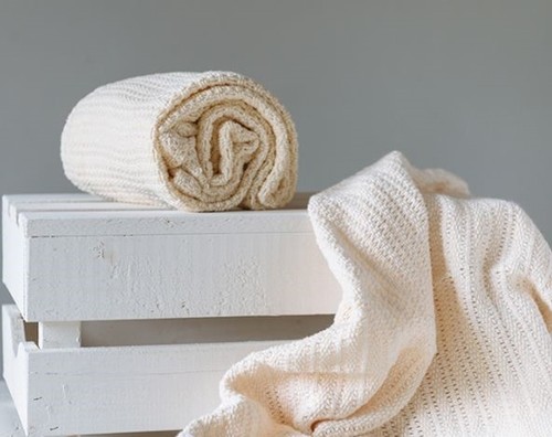 Super Soft Pure Cotton Cellular White OR Cream Baby Pram Blanket 75x100cm