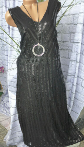 168 Sheego Event Robe de Soiree Robe Robe T 40 à 58 noir avec paillettes