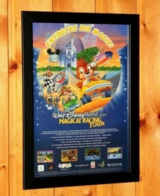 Walt Disney World Quest Magical Racing Tour PS1 Dreamcast Poster Ad Page Framed