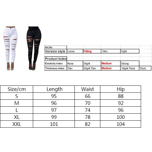 Denim Skinny Ladies Ripped Pants High Waist Stretch Jeans Slim Pencil Trousers