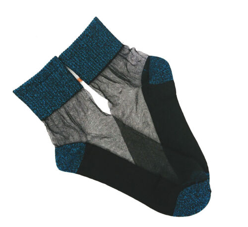 Elegant Sheer Comfortable Peacock Blue Sparkly Shimmer Socks Gift 1pr
