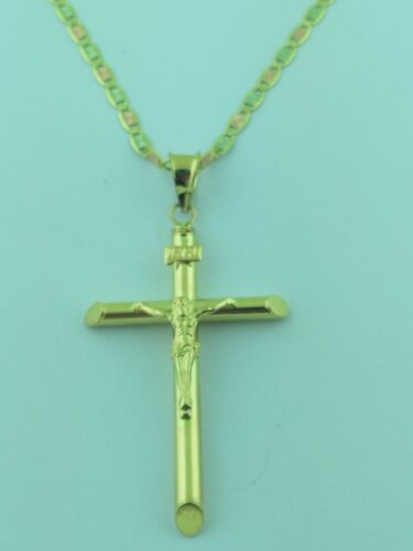 Details about  &nbsp;14K Solid Gold Italian Cross pendant with Valentino  necklace Chain.