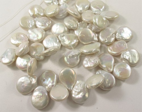 13-14 x 16-18 mm Top Drilled Teardrop Natural White Coin Freshwater Pearls #583
