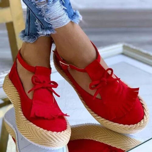 Details about  / Ladies Tassel Buckle Ankle Strap Loafers T Strap Bow Round Toe Big Size Shoes