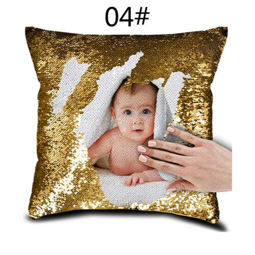 Personalized Sequin customized pillow gift print your image custom pillow cover 