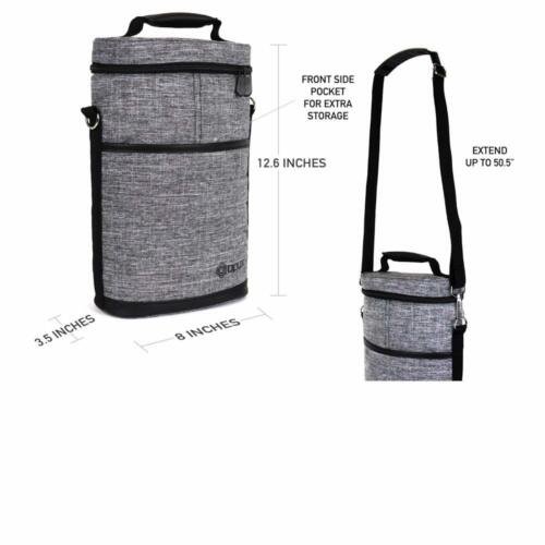 Details about  / 2 Bottle Wine Travel Bag Set Picnic Insulated Cooler Carrier Tote Luggage Case