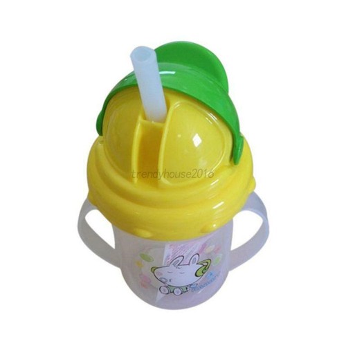 Sippy Straw Cup with Handle Newborn Baby Toddler Feeding Drinking Milk Bottle