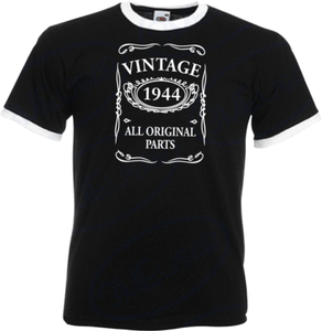 76th Birthday Gifts Presents Year 1944 Mens Ringer Vintage T-Shirt All Original