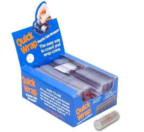 Self Closing Plastic Quarter Coin Wrappers Packed 500