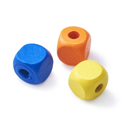 100pcs Dyed Mini Cube Wood Beads Loose Beads Spacer Craft Jewelry Making 10x10mm 