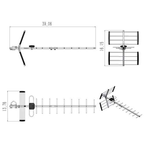 Leadzm Digital HDTV 1080P 100Miles Outdoor Amplified TV Antenna for UHF Signals