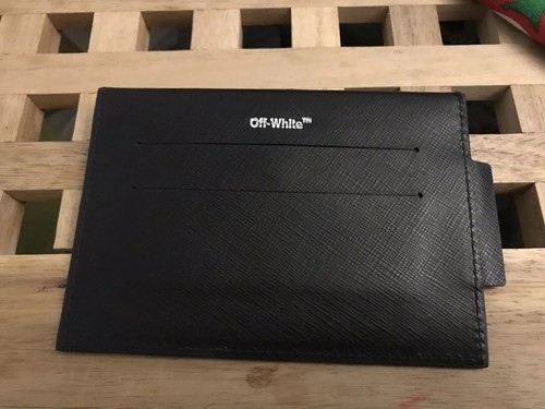 Off White Card Holder Unisex Black White Sculpture