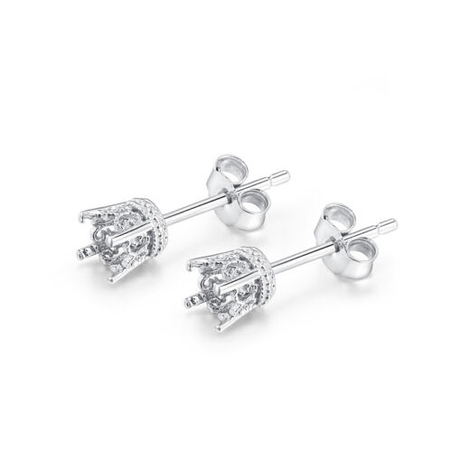 Details about  / Round 3.8mm to 4mm Solid 10K White Gold Precious Metal Without Stones Earrings