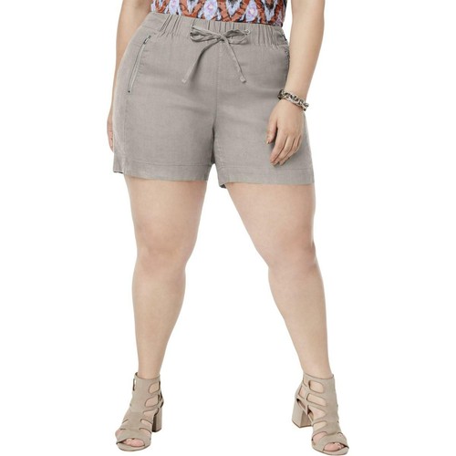 INC Womens Beige Linen Pull On Everyday Casual Shorts Plus 3X BHFO 3176