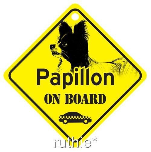 Papillon On Board Dog Window Sign Made in USA