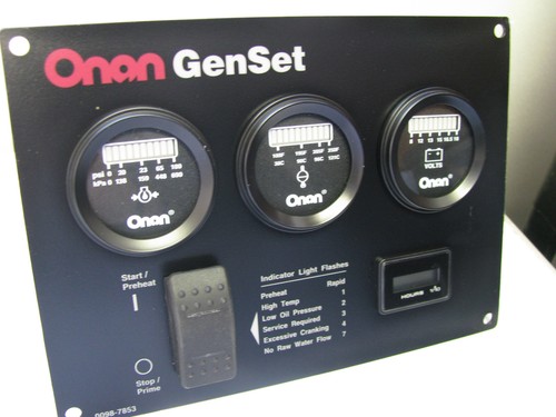 Onan GenSet Remote Gauge Panel Kit P//N 0319-5577-02 Switch Hours Oil Temp Volts