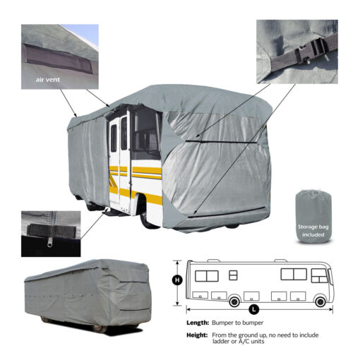 Heavy Duty Waterproof 4-Layer Class A RV Motorhome Storage Cover Fits 34/' 37/'L