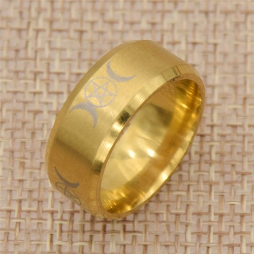 Stainless Steel Triple Moon Godness Ring Gold Finger Rings Unisex Jewelry Gifts