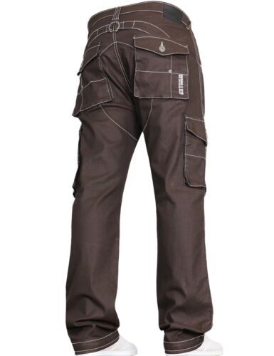 Mens Cargo Combat Jeans Casual Work Heavy Denim Pants Trousers DENIM & DYE 
