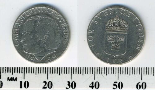 Sweden 1989-1 Krona Copper-Nickel Coin King Carl XVI Gustaf