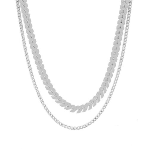 2Pcs//Set Sequins Necklace Simple Fish Bone Double Layers Boho Choker Jewelry New
