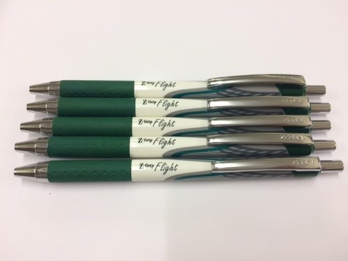 ZEBRA Z GRIP FLIGHT RETRACTABLE BALLPEN 5 x GREEN *NEW COLOUR*