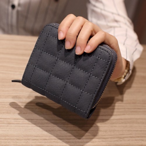 Donna Portafoglio in pelle con motivo a Plaid Borsellini Donna Porta Carte Di Credito Piccolo Wallet Zipper Moda