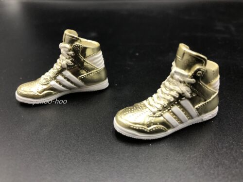 1//6 Adidas style Gold color sneakers PEG STYLE for 12/'/' FEMALE Figure Doll