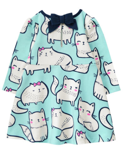 NWT Gymboree Purrfect Prep Cat Kitty Kitten Print Dress Baby Girl Infant sizes 