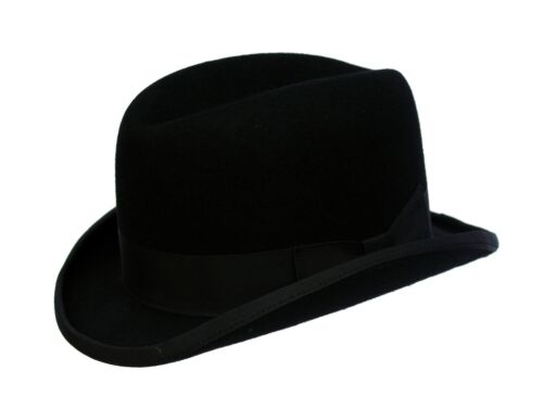 Black 100/% Wool High Quality Hard Top Churchill Homburg Felt Trilby Hat