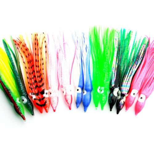 30ps Octopus Trolling Bait soft Hoochies Squid Skirt Soft Fishing Lure 3in//7.5cm