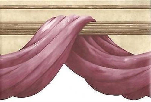 Cranberry SWAG sur Brown Rod Découpe Laser Papier Peint Bordure RK445B
