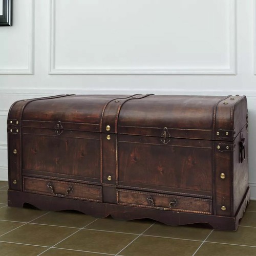 vidaXL Baúl cofre grande de madera marrón