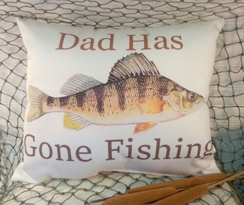 Personalized Gone Fishing Pillow, Gift For Dad, Fishing Gift, Cabin By The Lake
