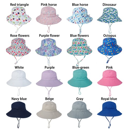 UV Protection with Adjustable Chin Strap Beach Cap Baby Sun Hat Bucket Hat