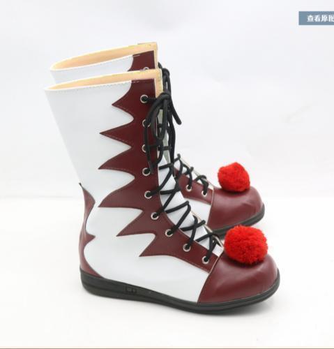 Halloween Shoes Lace Up Cosplay Pennywise Mid-Calf Boots Carnival Clown Boots 11