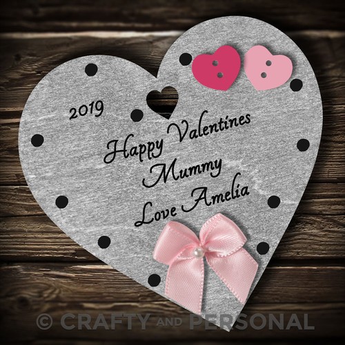 Personalised Happy Valentines Mummy Mum Grandma gift heart plaque keepsake