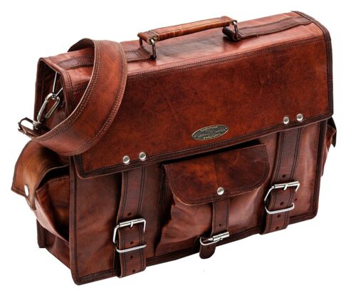 WS Leather Brown Genuine Vintage Messenger Shoulder Laptop Handmade Bag