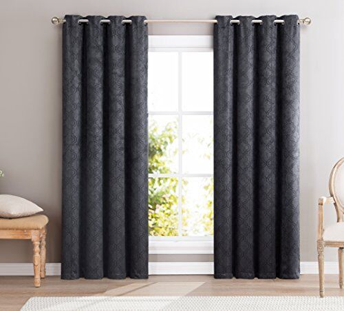 Redmont Lattice Thermal Blackout Grommet Window Curtain Panel  Pair 84 inch Grey 