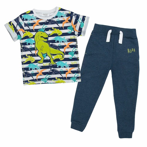 Garçons T Shirt Top Jogpants Ensemble 2 pièces Dinosaure Dino Coton Ensemble Cadeau 2-8 ans