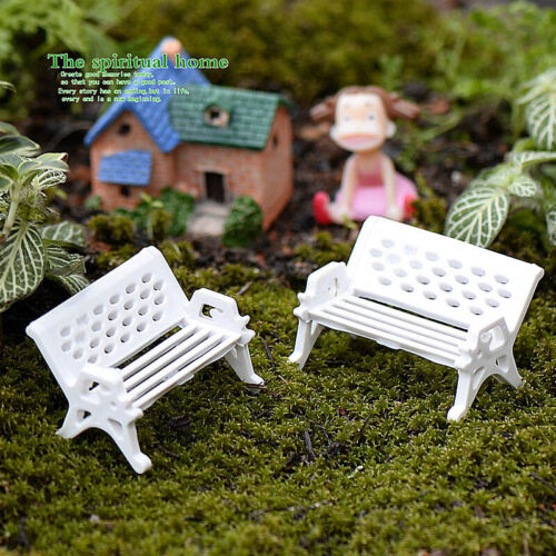 2PCS Miniatures Mini Dollhouse White Chairs Landscape Decor DIY Microlandschaft 