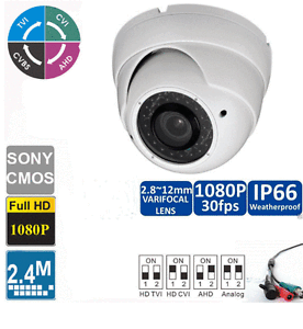Varifocal 2.8-12mm 36 IR HD TVI 1080P Dome Metal Camera 2.4MP HDTVI Sony CMOS