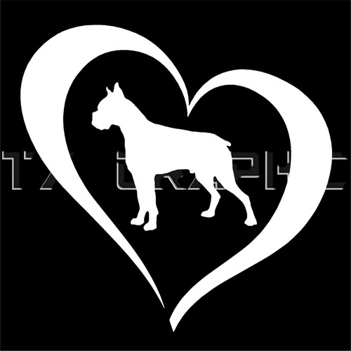 DECAL BOXER DOG VINYL STICKER HEART LOVE ANIMAL LOVER